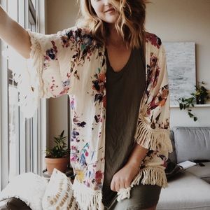 Floral Fringe Kimono